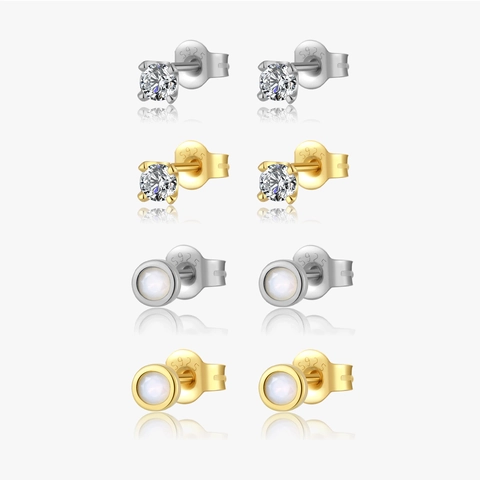925 Sterling Zilveren Oorknopjes Voor Vrouwen Minimalistisch Peervorm Paarse Opaal Rond Zirkonia Verguld Sieraden