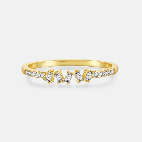 925 Sterling Silver Irregular Zirconia Ring Geometric Baguette Cut Gold Plated Minimalist Fashion Jewelry For Women Gift