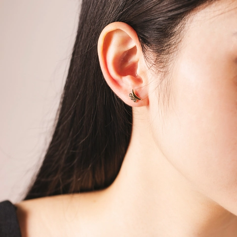 925 Sterling Silver Crescent Moon Stud Earrings With Zirconia Gold Platinum Plated Geometric Minimalist Jewelry For Women