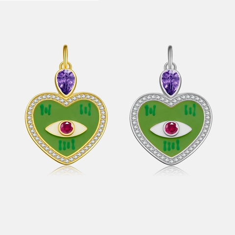 925 Sterling Zilver Hart Boze Oog Hanger Halsketting Email Zirkonia Ingelegd Goud Zilver Verguld Sieraden Voor Vrouwen