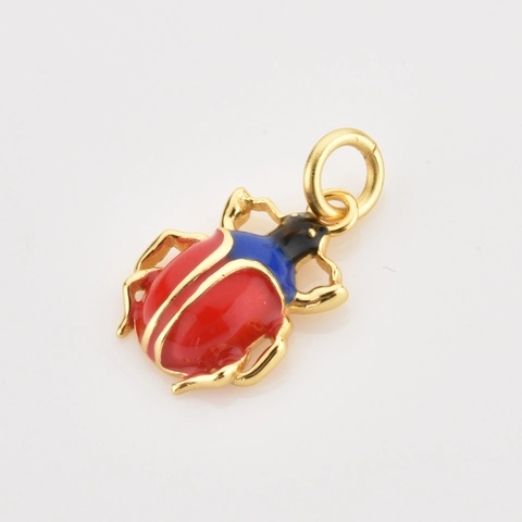 925 Sterling Silver Pendant 18K Gold Plated Beetle Figa Hand Ice Cream Cone Enamel Charms For Women Jewelry Without Chain