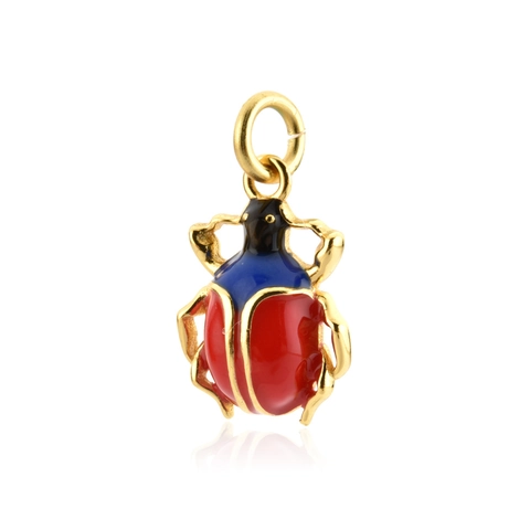 925 Sterling Silver Pendant 18K Gold Plated Beetle Figa Hand Ice Cream Cone Enamel Charms For Women Jewelry Without Chain