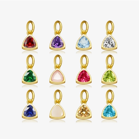 925 Sterling Silver Triangle Zircon Pendant Necklace For Women 18K Gold Plated Minimalist Geometric Birthstone Jewelry Accessory Gift