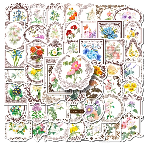 Adesivi Floreali Vintage Impermeabile PVC Piante Decalcomanie Per Scrapbooking Journaling DIY Decorazione Floreale Estetica Cancelleria