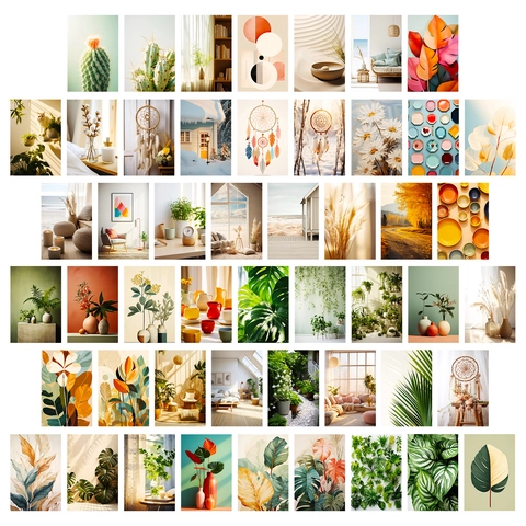 Nordische Stijl Wandcollage Kit Esthetische Decoratiekaarten Minimalistische Botanische Landschap Ansichtkaarten Voor Slaapkamer Woonkamer Decoratie