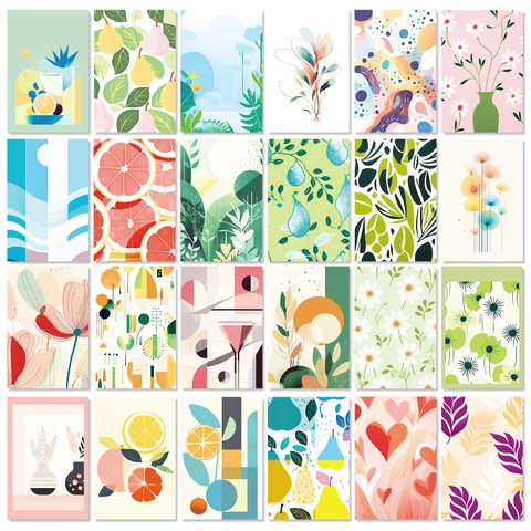 Piccole Carte Decorative Da Parete Fresche Con Motivi Botanici Floreali E Frutta Per Decorazione Interna Della Stanza Arte Murale
