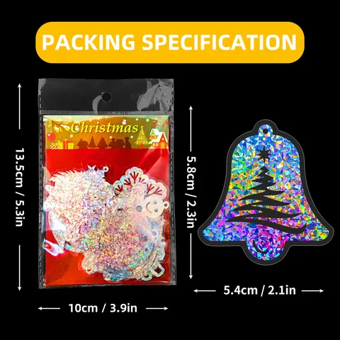 Pegatinas Navideñas Láser Holográficas Para Decoración DIY Colorido Copo De Nieve Reno Árbol Ángel Patrón Fiesta