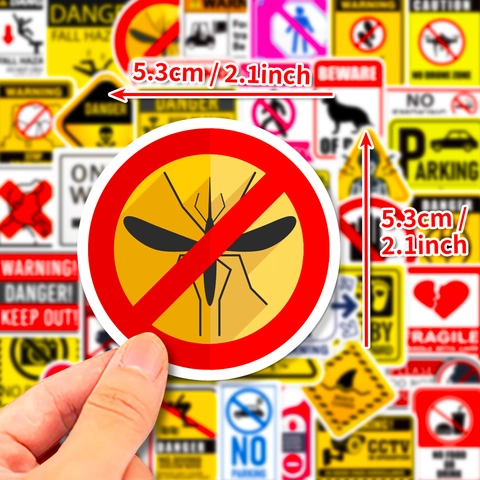 Waterproof PVC Warning Sign Stickers For Children Student Decoration Cartoon Safety Labels For Laptop Stationery Luggage