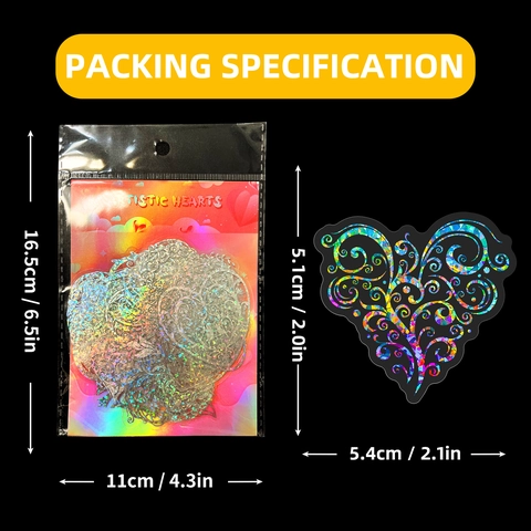 Artistic Heart Shaped Holographic Stickers Rainbow Laser Decor For DIY Scrapbooking Laptop Phone Cases Stationery Decor