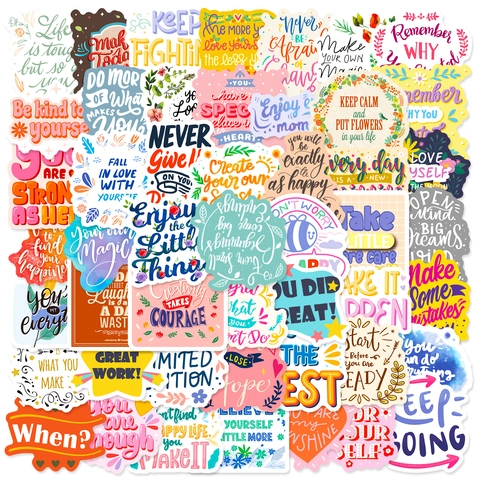 Englisch Inspirierende Zitate Aufkleber Wasserdicht PVC Ästhetische Decals Für Wasserflasche Laptop Scrapbooking DIY Dekoration