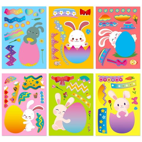 DIY Osteraufkleber Für Kinder Cartoon Hase Ei Gesichtswechsel Puzzle Aufkleber Für Festliche Party Dekoration Handgefertigtes Geschenk