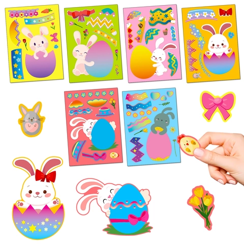 DIY Osteraufkleber Für Kinder Cartoon Hase Ei Gesichtswechsel Puzzle Aufkleber Für Festliche Party Dekoration Handgefertigtes Geschenk