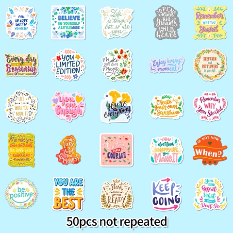 Englisch Inspirierende Zitate Aufkleber Wasserdicht PVC Ästhetische Decals Für Wasserflasche Laptop Scrapbooking DIY Dekoration