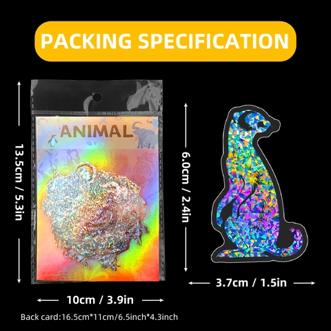 Holographic Laser Animal Silhouettes Stickers Silver Reflective Animal Decals For DIY Scrapbooking Journal Decoration Kids