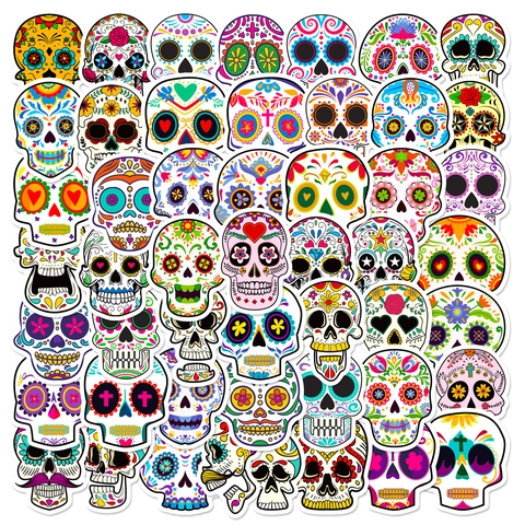 Pegatinas Mexicanas Del Día De Los Muertos Calaveras De Azúcar Grafiti Gótico Colorido Calcomanías De Vinilo Impermeables Para Skateboard Laptop Equipaje Moto