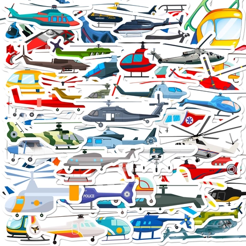 Helicopter Airplane Cartoon Stickers Waterproof PVC For Laptop Skateboard Luggage DIY Decorative Stickers Kids Gift
