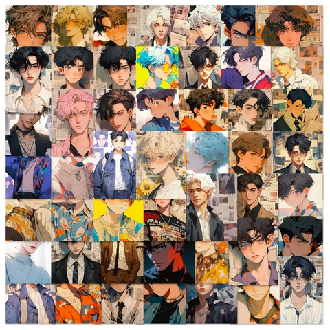 Waterproof PVC Anime Boy Character Decals For Laptop Fridge Luggage DIY Decoration Non-repeating Cool Anime Stickers