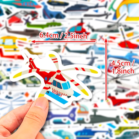 Helicopter Airplane Cartoon Stickers Waterproof PVC For Laptop Skateboard Luggage DIY Decorative Stickers Kids Gift