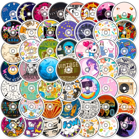 Autocollants Disque Vinyle CD Musique Rétro Décalcomanies en PVC Imperméable pour Ordinateur Gourde Scrapbooking Décoration