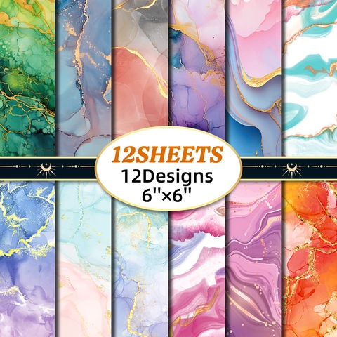 Marble Gold Foil Scrapbook Paper Alcohol Ink Fluid Art Decorative Paper For DIY Crafts Gift Wrapping Material Paper