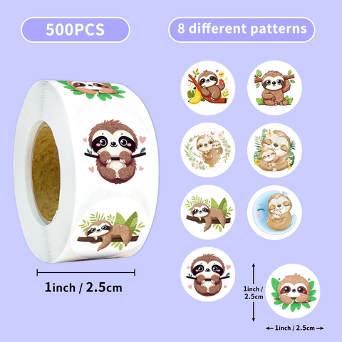 Schattige Cartoon Luiaard Beloningsstickers Dierenpatroon Voor Kinderen Decoratie Envelop Verzegeling Hand Account Scrapbooking Journal Benodigdheden