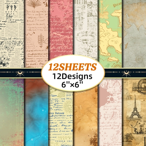 Vintage Karte Scrapbook Papier Für Journaling Retro Handschrift Floral Dekoratives Material Papier Für DIY Basteln Geschenkverpackung Kunstzubehör