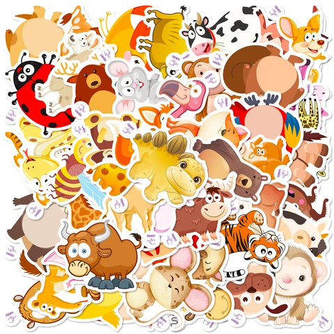 Cute Cartoon Animal Brown Ear Stickers Easy Tear Handle Waterproof Vinyl Decorative Decals For Water Bottle Laptop Computer Gift