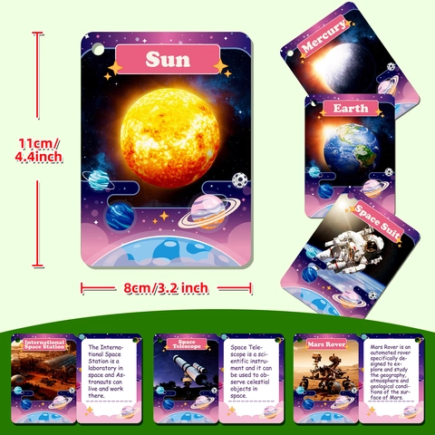 Carte Didattiche Realistiche sullo Spazio per Bambini Sistema Solare Pianeti Astronauti Carte di Apprendimento Scienza Regali