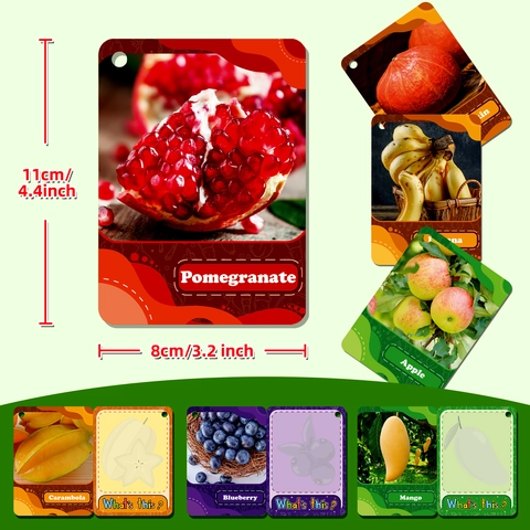 Realistic Fruits And Vegetables Learning Flash Cards Paper Early Childhood Education Cognition Toy For Toddlers Kids Gift