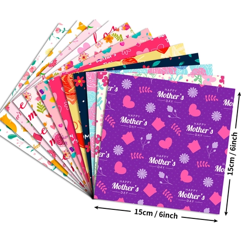Muttertag Thema Scrapbook Papier Floral Herz Dekoratives Hintergrundpapier Für DIY Handgemachtes Journal Scrapbooking Material Papier