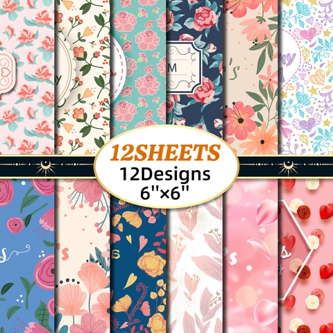 Mother's Day Scrapbook Paper Floral Heart Decorative Background Paper For DIY Card Making Handmade Arts Crafts Gift