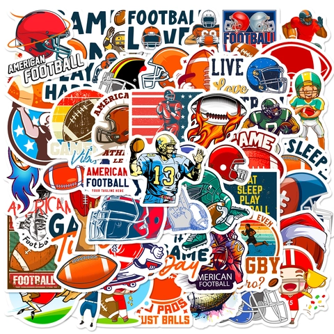 American Football Stickers Waterproof PVC Cartoon Sports Helmets Players Decals For Laptop Skateboard Water Bottle Kids Gift