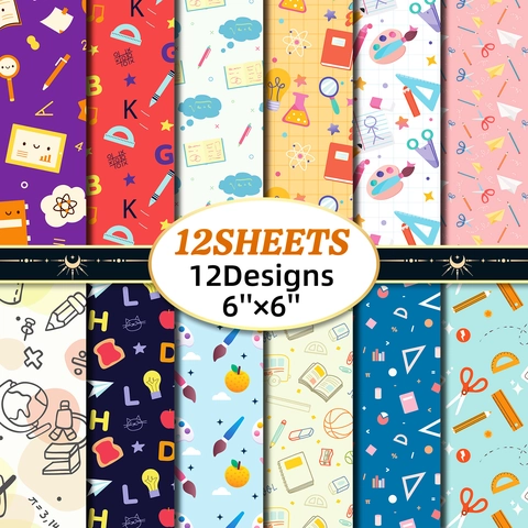 School Educational Theme Scrapbook Paper Teachers Day Decorative Background Material Paper For DIY Photo Album Journaling Hand Account