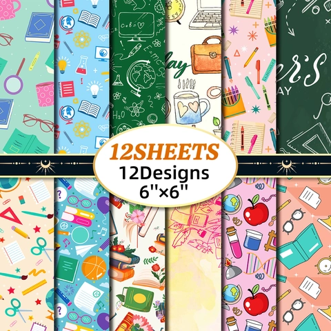 Schulbildung Thema Dekoratives Scrapbook-Papier Pädagogisches Doodle Materialpapier Für Lehrertag Geschenk DIY Handkonto