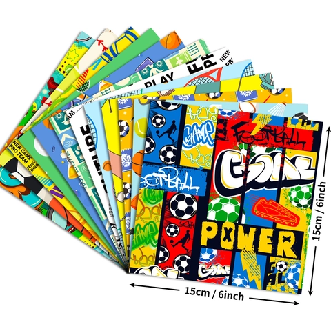 12 Hojas de Papel de Material para Scrapbooking Tema Deportivo Estilo Grafiti Americano Papel de Fondo Decorativo DIY