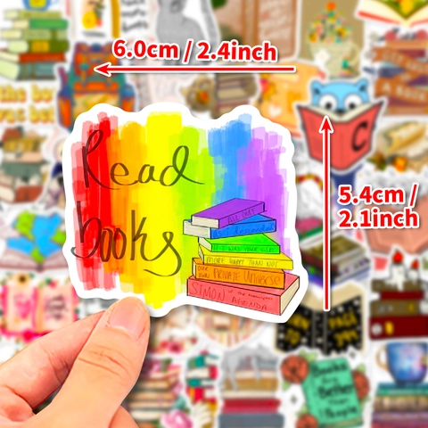 Book Reading Theme Waterproof PVC Stickers For Laptop Notebook Water Bottle Students Kids DIY Decorative Graffiti Stickers