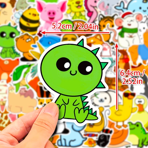 Autocollants en Vinyle Animaux de Dessin Animé Imperméables pour Bouteille d'Eau Ordinateur Portable Skateboard Bagage Décoration DIY