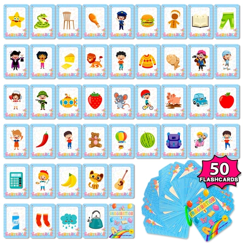 Imagination Early Education English Flashcards Toddler Cognitive Learning Cards With Binder Ring Children Literacy Flashcards