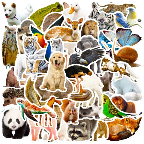Realistische Tier Wasserdichte PVC Aufkleber Für Kinder Skateboard Laptop Scrapbooking Dekorative DIY Tier Abziehbilder