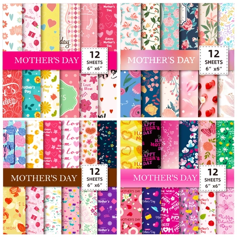 Mother's Day Scrapbook Paper Floral Heart Decorative Background Paper For DIY Card Making Handmade Arts Crafts Gift