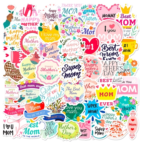 Adesivi Decorativi Festa Della Mamma Lettere Inglesi Cartoni Animati Forme Di Cuore Floreali Per Biglietti Di Auguri Fai Da Te