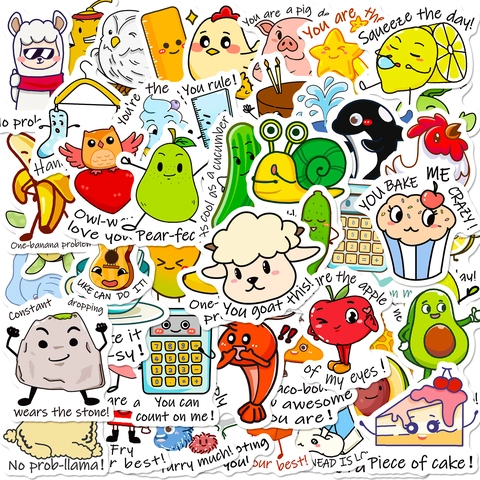 Autocollants Animaux Dessin Animé Jeux de Mots PVC Imperméables Pour Enfants DIY Ordinateur Bouteille Scrapbook Décoration