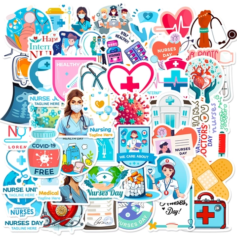 Waterdichte Medische Verpleegster Stickers Set Arts Ziekenhuis Iconen Decor Voor Laptop Bagage Stationery Dag van de Verpleging Cadeau