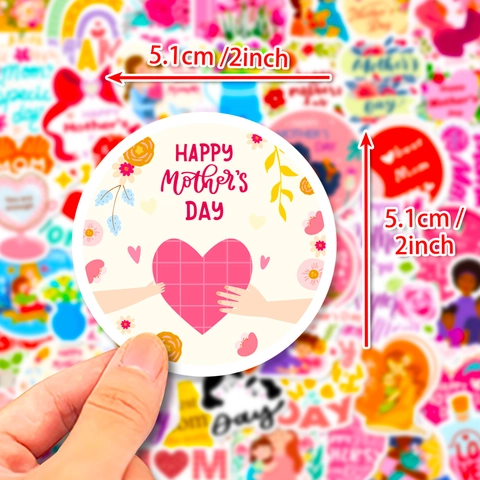 Fijne Moederdag I Love You Mom Stickers Voor Bloemenboeket Taart Bakken Cadeaubox Decoratie Waterdichte PVC Zelfklevende Labels