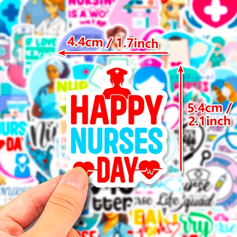 International Nurse Day Stickers Waterproof PVC Medical Theme Cartoon Decals For Laptop Water Bottle Scrapbooking Nurse Gift Stickers