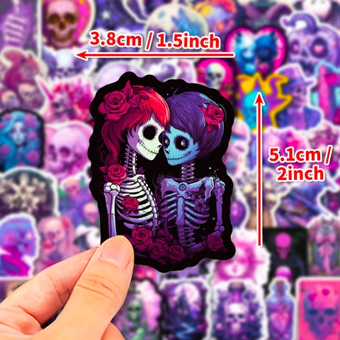 Purple Gothic Stickers Cartoon Skull Ghost Halloween Decorative Waterproof Stickers For Laptop Skateboard Phone Case