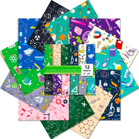 Papel de Material para Scrapbooking de Experimento Científico Tema Laboratorio STEM Papel de Fondo Decorativo Para Diarios Manualidades
