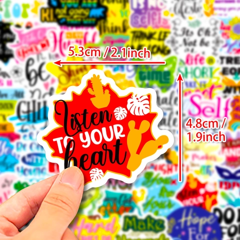 Inspirational English Quotes Waterproof Vinyl Stickers For Laptop Luggage Scrapbooking Journaling DIY Decorative Decals Multicolor