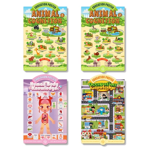 Educatieve Posters Voor Kinderen Dieren Menselijk Lichaam Beroepskennis Engels Leren Cartoon Cognitieve Posters Voor Peuters