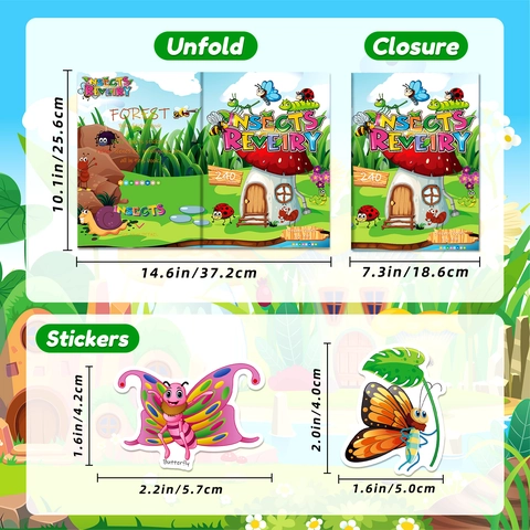 Insects Revelry Sticker Book For Kids Educational Learning Toys Reusable Stickers Butterfly Pattern Montessori Book